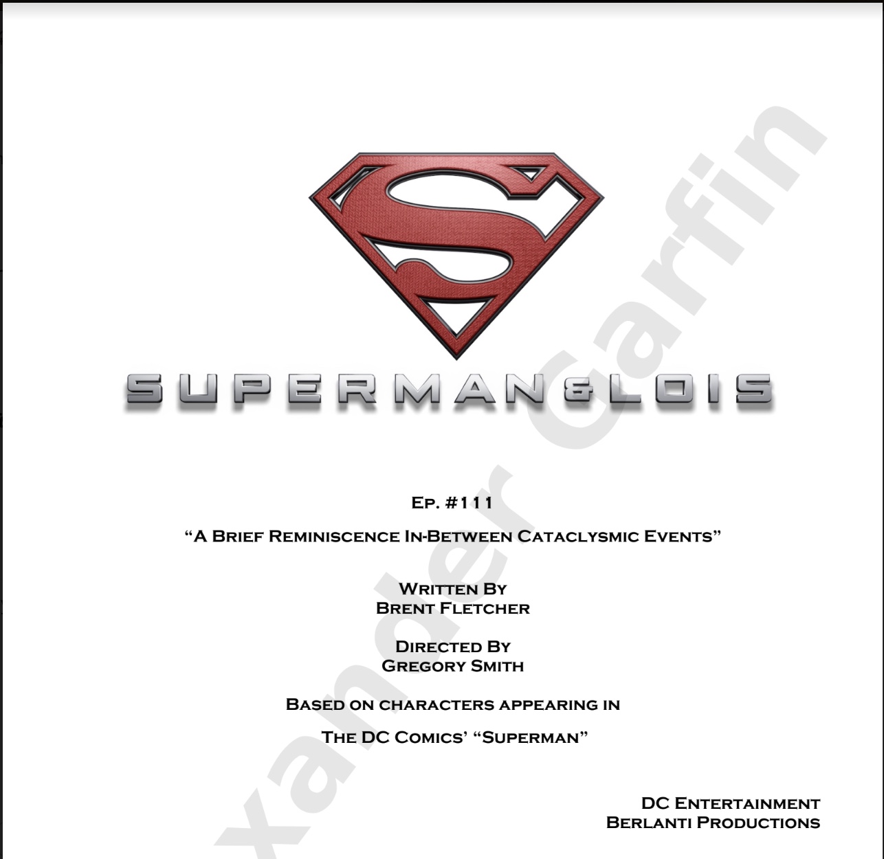 A red superman logo on the front of a white background.