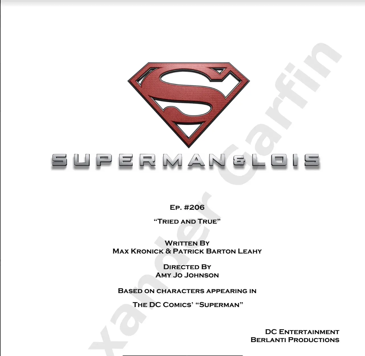 A superman movie script cover with the logo of the film.