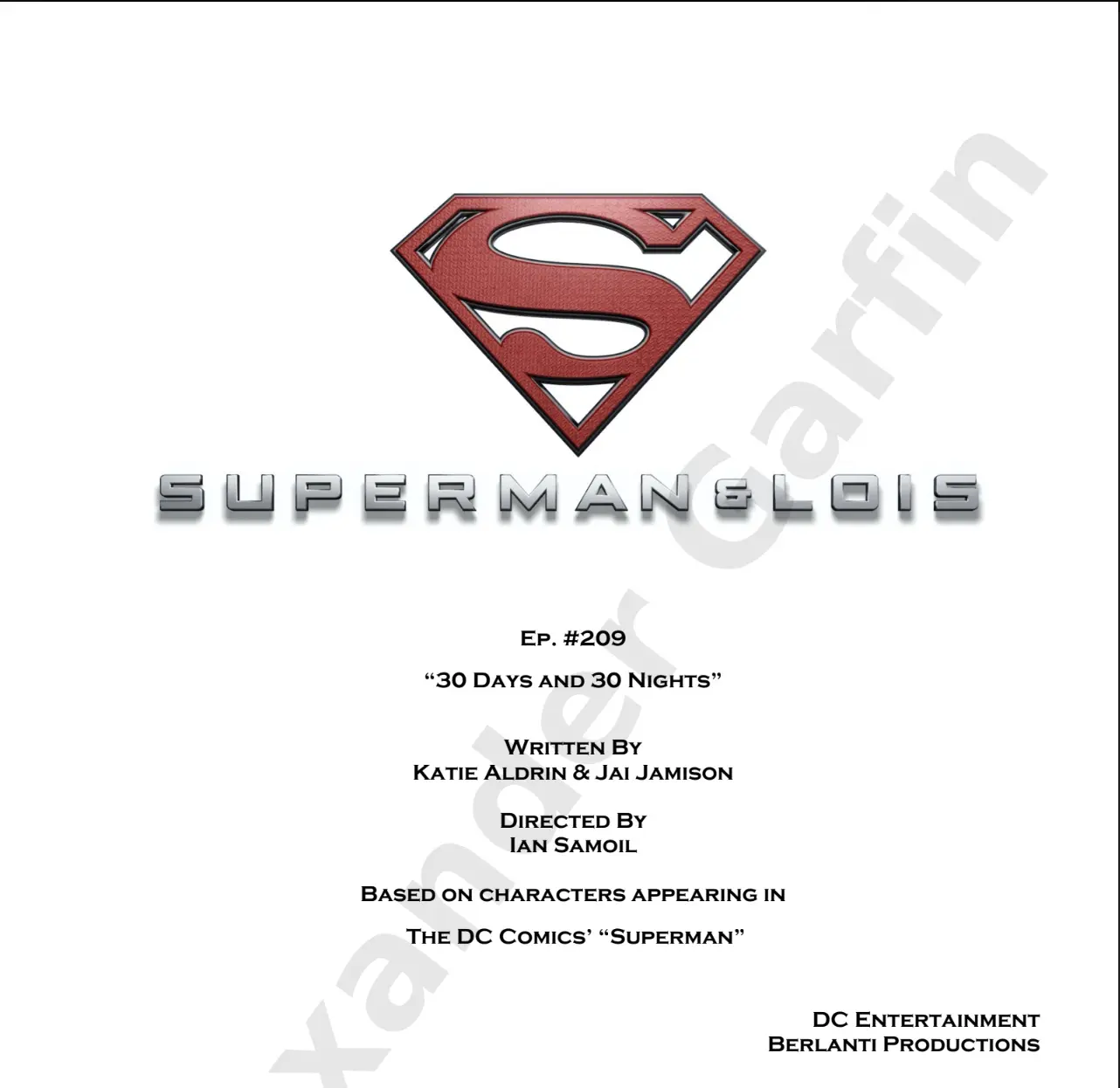 A red superman logo on the front of a movie script.