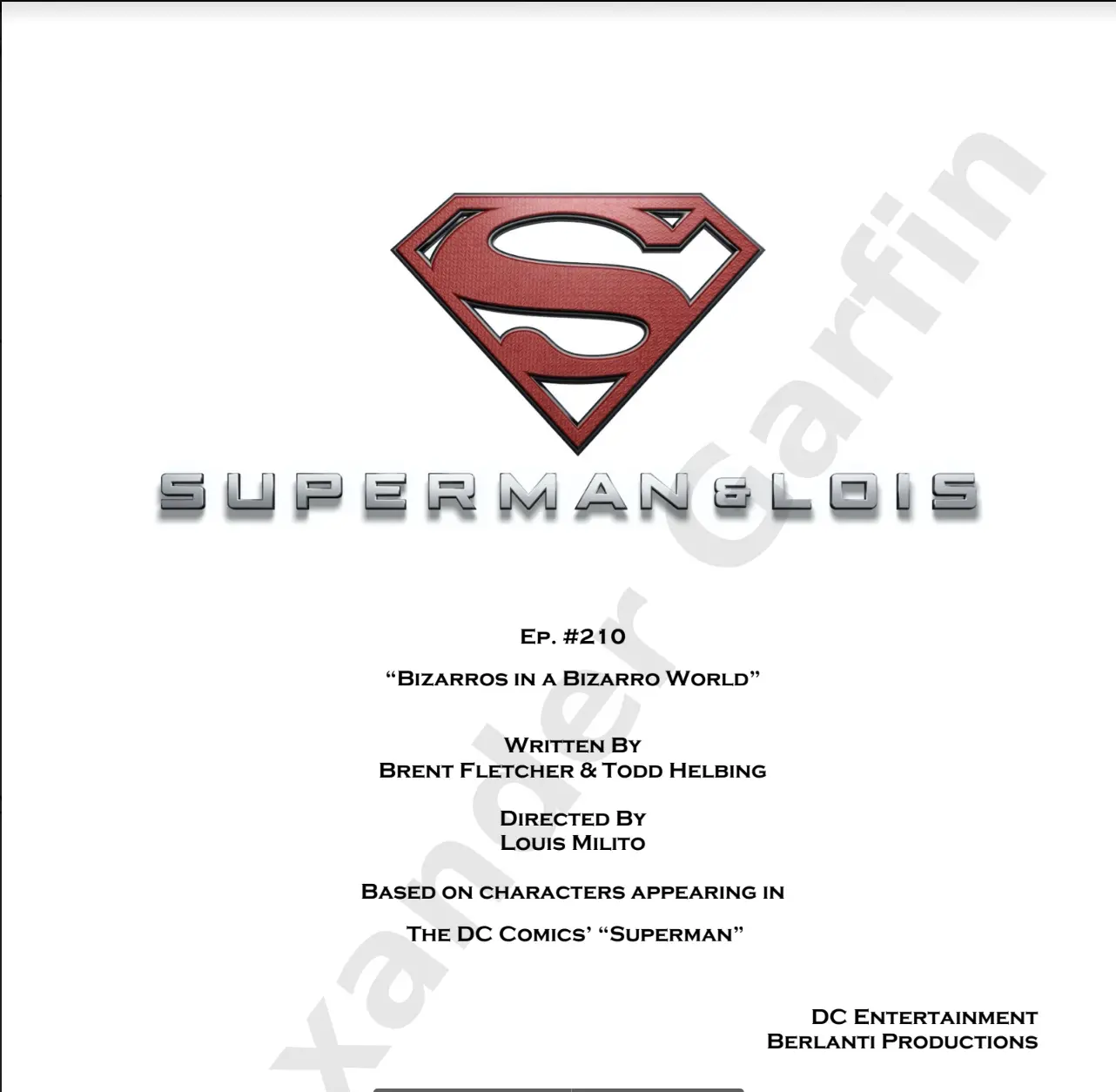 A red superman logo on the front of a white background.