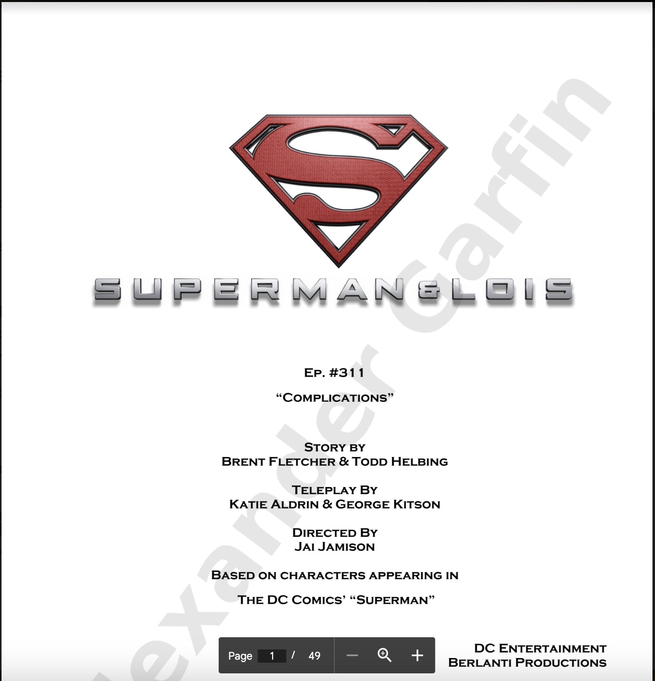 A superman movie script is shown.