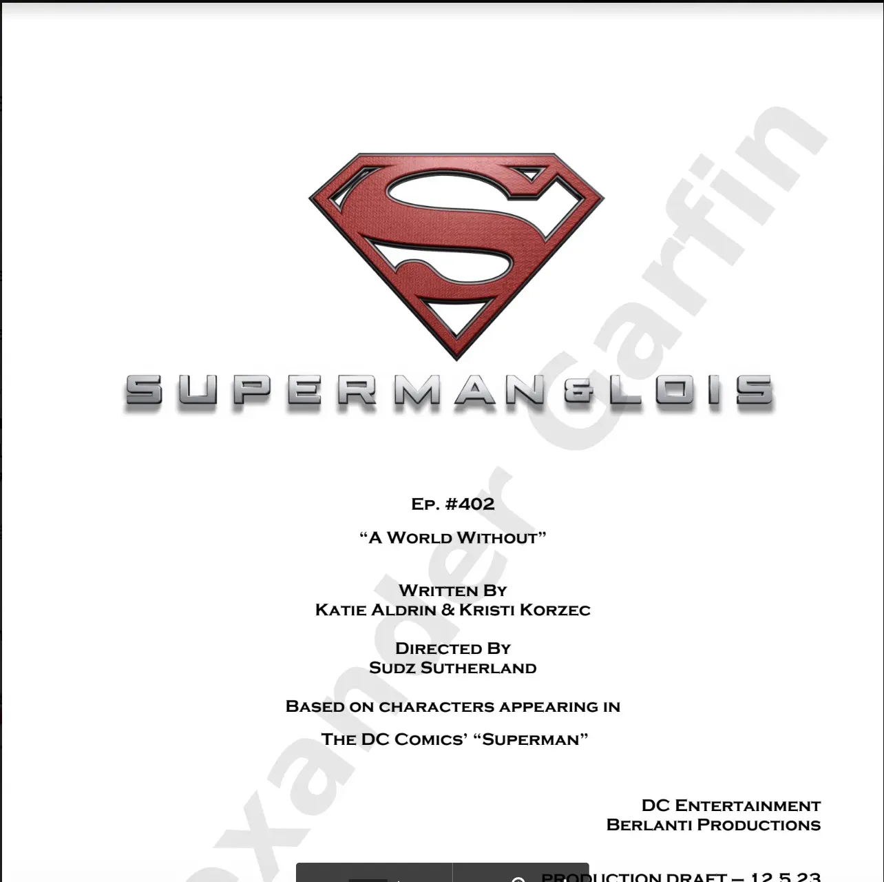 A movie script for superman is shown.