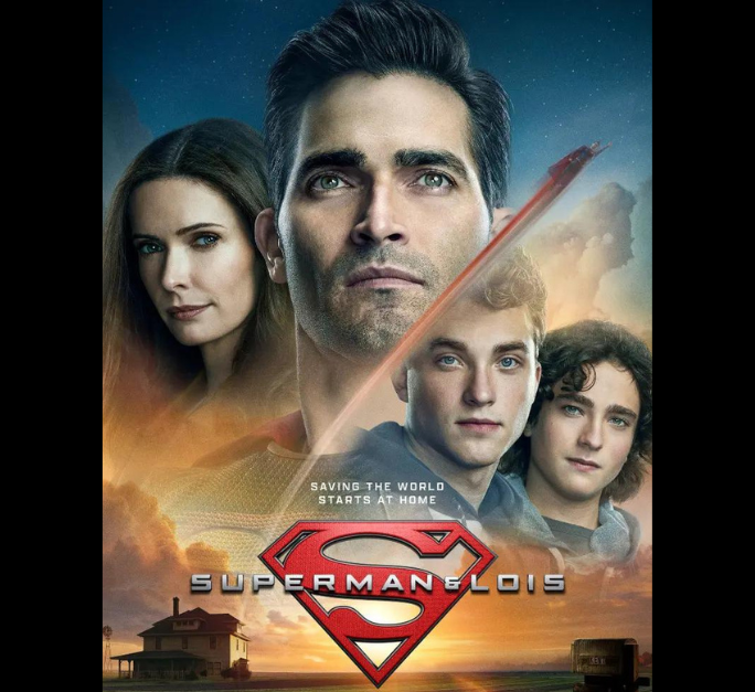 A poster of superman returns with the cast.